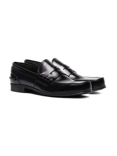 Shop Prada Classic Leather Loafers In F0002 Nero