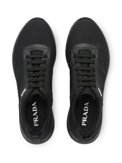 Shop Prada Technical Fabric Sneakers In Black