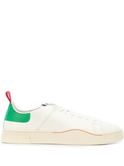 Shop Diesel Pull Tab Low Top Sneakers In H7459 Star White/jelly Bea