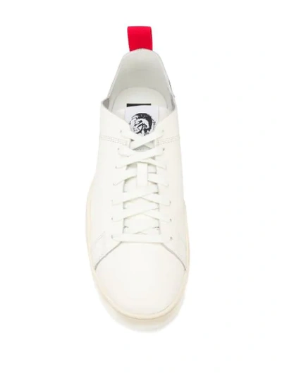 Shop Diesel Pull Tab Low Top Sneakers In H7459 Star White/jelly Bea