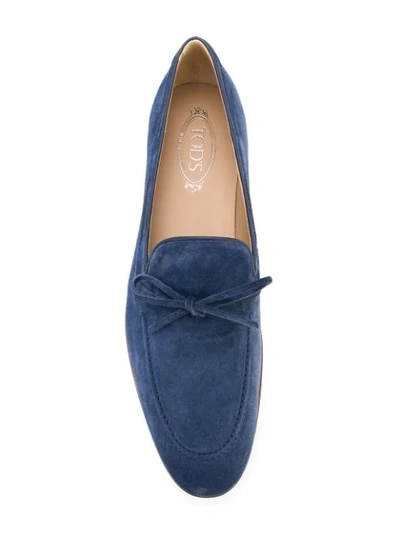 Shop Tod's Bow-trimmed Loafers In Blue