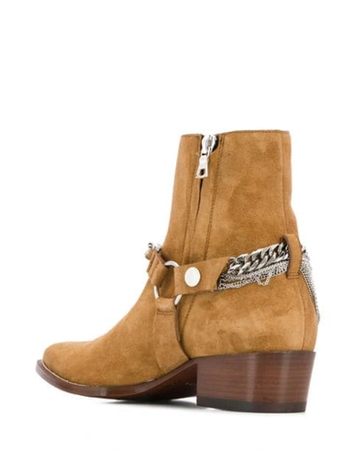 Shop Amiri Chain Detail Ankle Boots In Brown