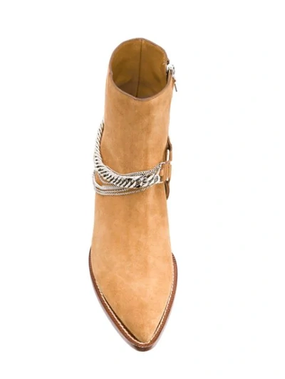 Shop Amiri Chain Detail Ankle Boots In Brown
