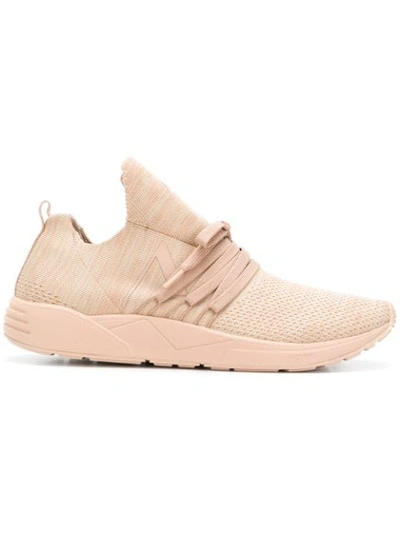 Shop Arkk Knitted Low Top Sneakers In Neutrals