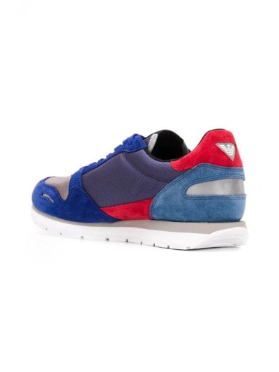 Shop Emporio Armani Colour Block Sneakers In Blue