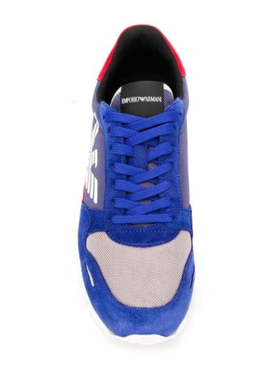 Shop Emporio Armani Colour Block Sneakers In Blue