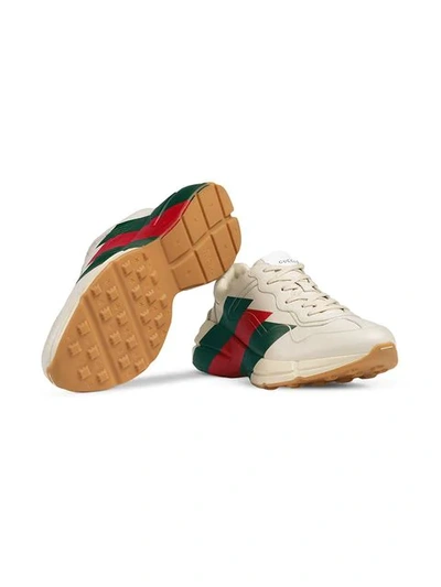 Shop Gucci Rhyton Web Chunky Sneakers In White