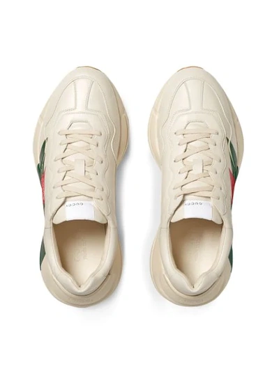 Shop Gucci Rhyton Web Chunky Sneakers In White