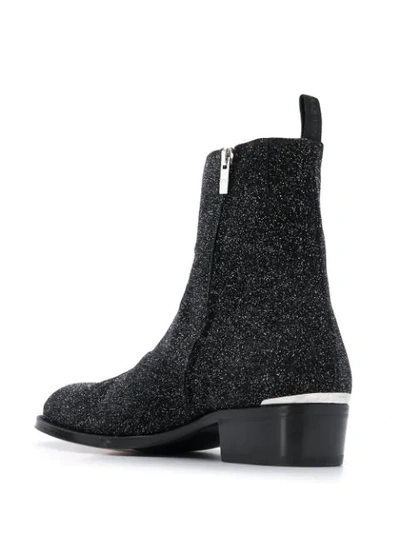 ALEXANDER MCQUEEN GLITTERED ANKLE BOOTS - 黑色