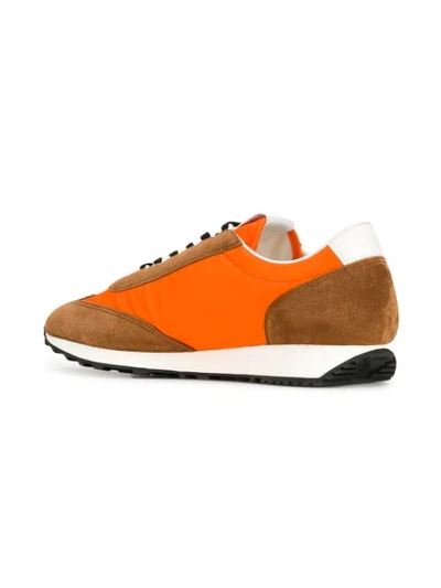 Shop Prada Panelled Sneakers In Brown ,orange