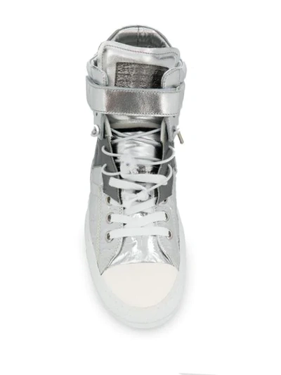 Shop Maison Margiela Metallic Hi-top Sneakers In Silver