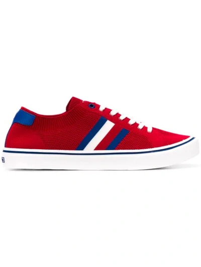 Shop Tommy Hilfiger Knitted Low Top Sneakers In Red