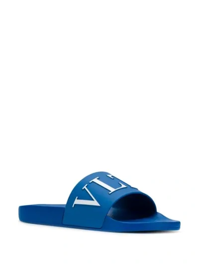 Shop Valentino Garavani Vltn Pool Slides In Blue