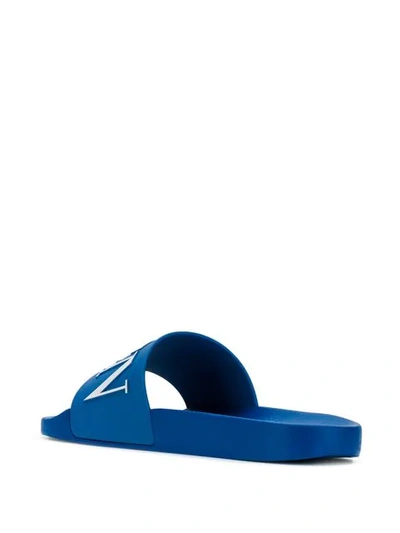 Shop Valentino Garavani Vltn Pool Slides In Blue