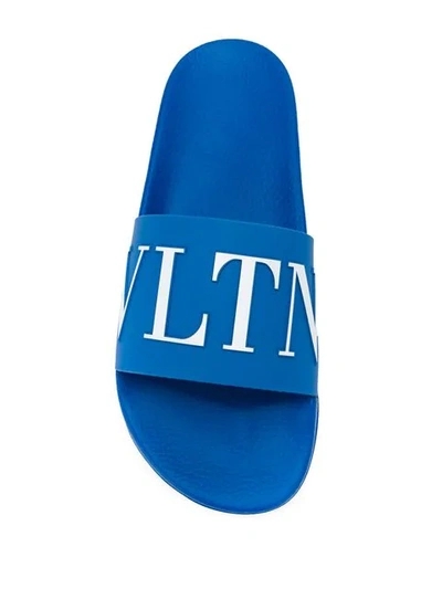 Shop Valentino Garavani Vltn Pool Slides In Blue