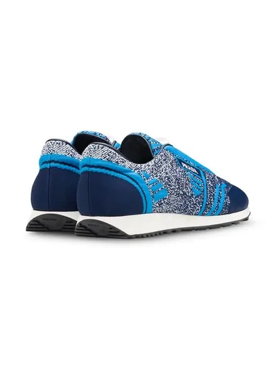 Shop Prada Low-top Fabric Sneakers In Blue