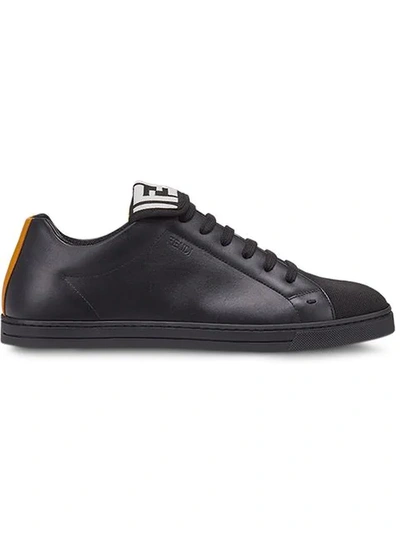 Shop Fendi Reversible Ff Motif Tongue Sneakers In Black
