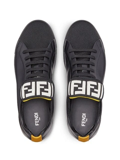 Shop Fendi Reversible Ff Motif Tongue Sneakers In Black