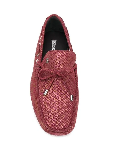 Shop Just Cavalli Snake Effect Loafers In Pink