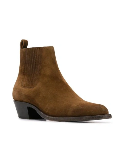 Shop Saint Laurent Wyatt Chelsea Boots In Brown