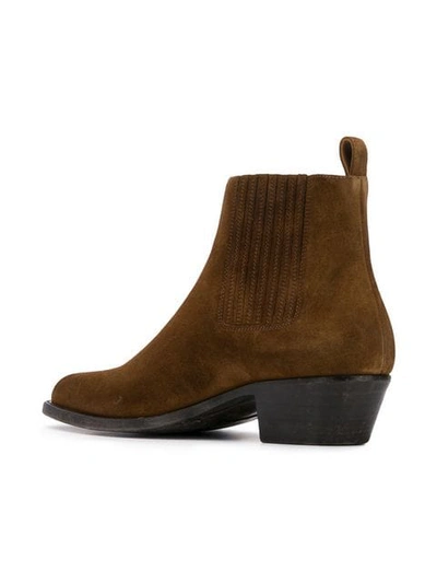 Shop Saint Laurent Wyatt Chelsea Boots In Brown