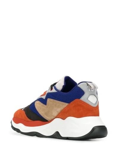 Shop Msgm Colour Block Sneakers In Orange