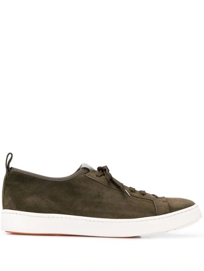 Shop Santoni Lace-up Low Sneakers In Green