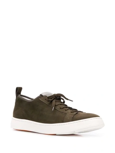 Shop Santoni Lace-up Low Sneakers In Green