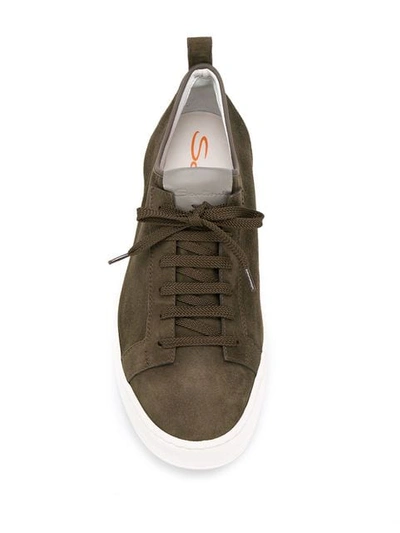 Shop Santoni Lace-up Low Sneakers In Green