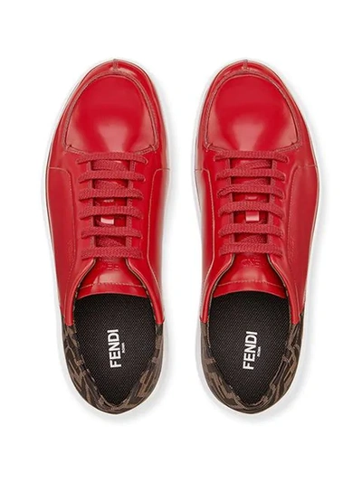 Shop Fendi Ff Motif Low-top Sneakers In Red