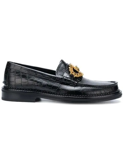 Versace Embellished Croc-Effect Leather 
