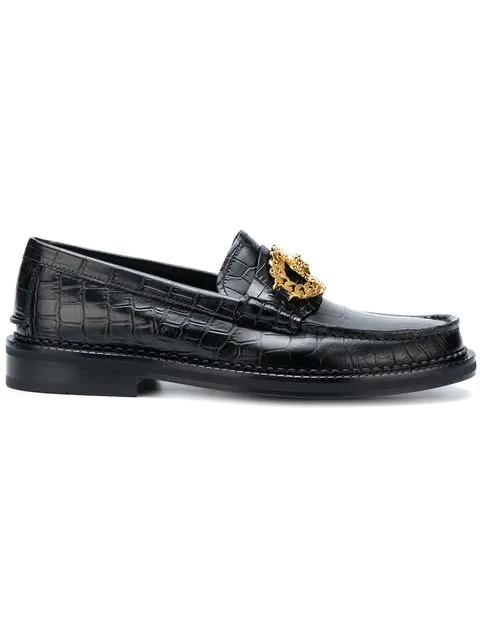 mock croc medusa chain loafers