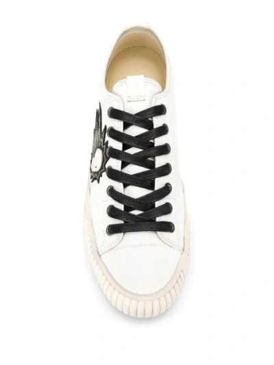 Shop John Varvatos Skull Embroidered Sneakers In 100 White