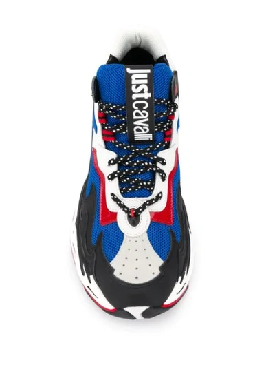 Shop Just Cavalli 'p1thon' Sneakers In 900 White/blu/red