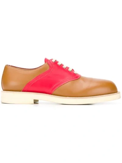 Shop Marni Colour Block Oxford Shoes In Brown