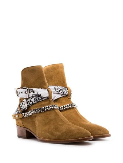 Shop Amiri Bandana Buckle Boots In Brown