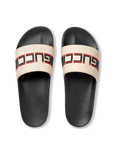 Shop Gucci Stripe Rubber Slide Sandal In White