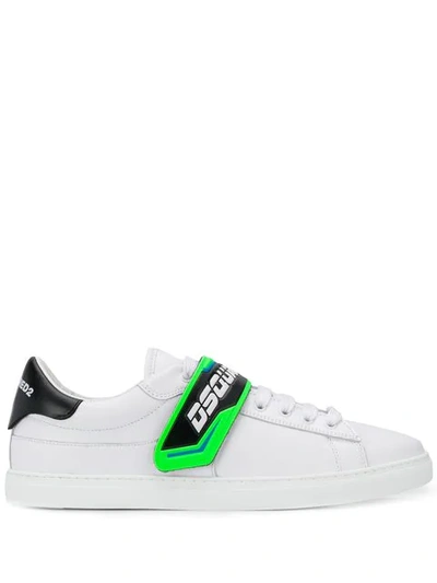 Shop Dsquared2 T-strap Logo Trainers In M633 Bianco