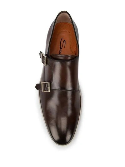 Shop Santoni Freemont Monk Strap Shoes In Brown