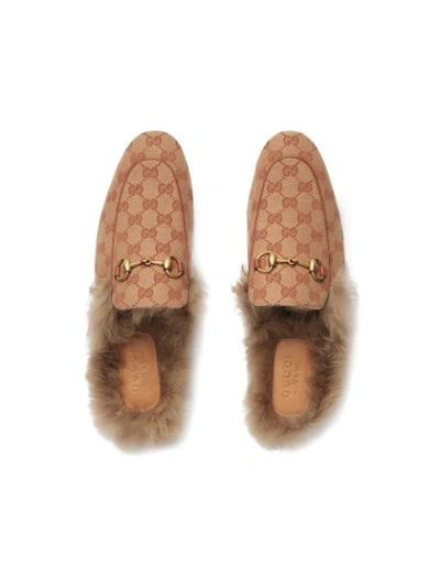 Shop Gucci Princetown Gg Canvas Slipper In Neutrals