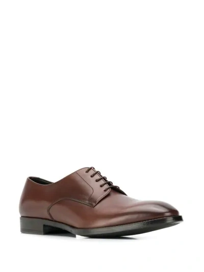 Shop Giorgio Armani Burnished-toe Derby Shoes In Brown