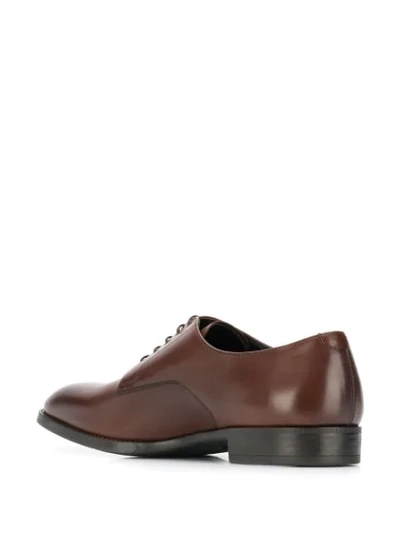 Shop Giorgio Armani Burnished-toe Derby Shoes In Brown