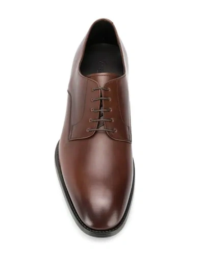Shop Giorgio Armani Burnished-toe Derby Shoes In Brown