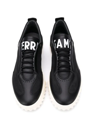 Shop Ferragamo Ridge Sole Sneakers In Black