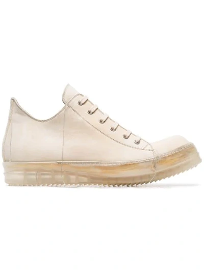 Shop Rick Owens Off-white Low-top Leather Sneakers In Neutrals
