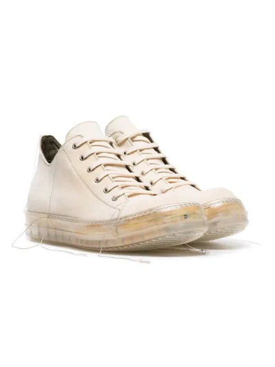 Shop Rick Owens Off-white Low-top Leather Sneakers In Neutrals