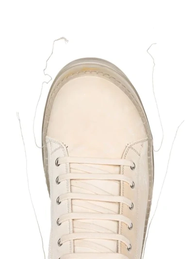 Shop Rick Owens Off-white Low-top Leather Sneakers In Neutrals