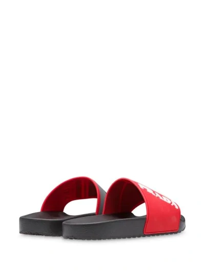 Shop Prada Graphic Logo Pool Slides - Red