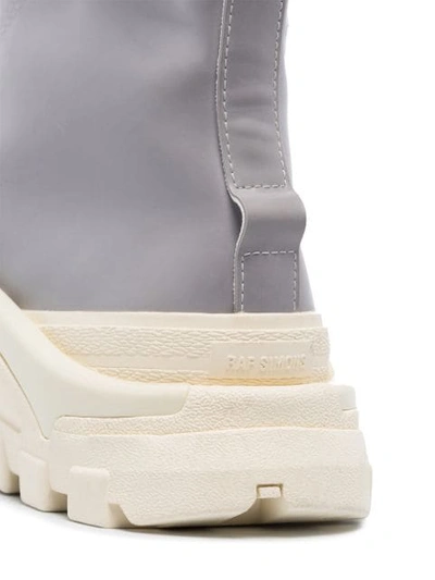 Shop Adidas Originals X Raf Simons Detroit High Leather Sneakers In Grey