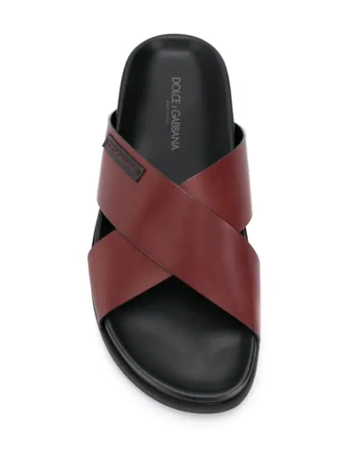 Shop Dolce & Gabbana Crossover Strap Sandals In Brown